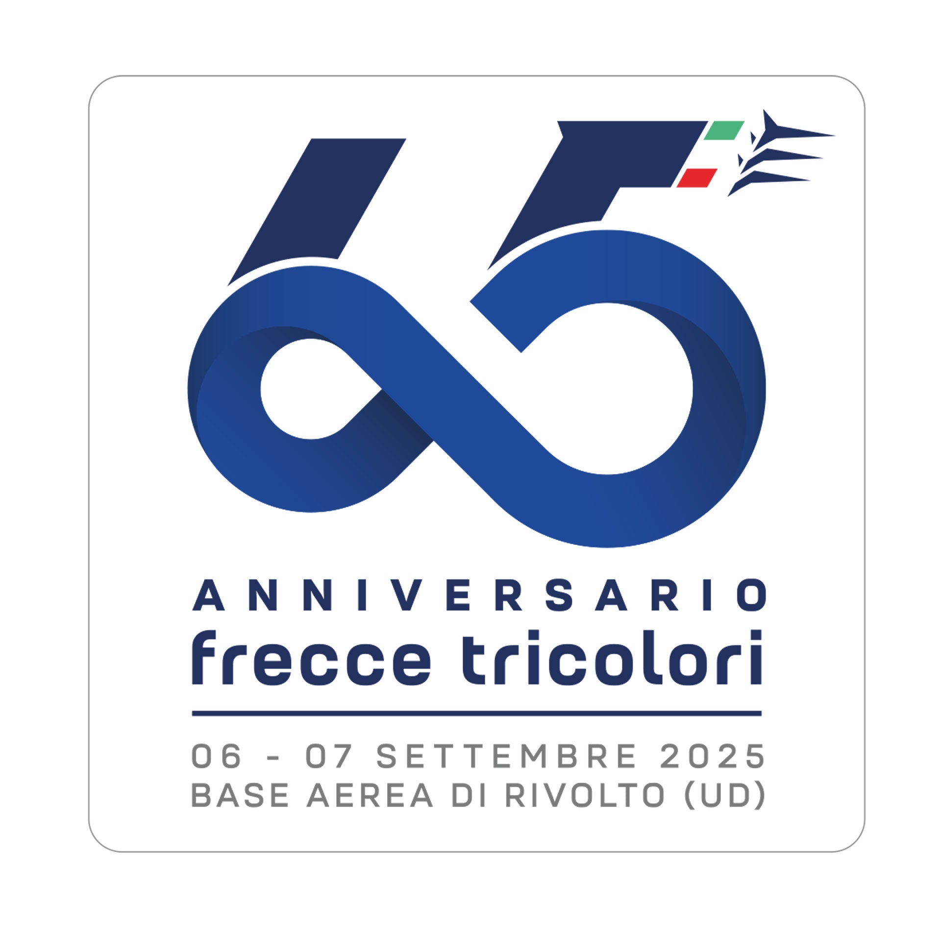 Sticker adesivo Frecce Tricolori 65 anniversario bianco prodotto ufficiale