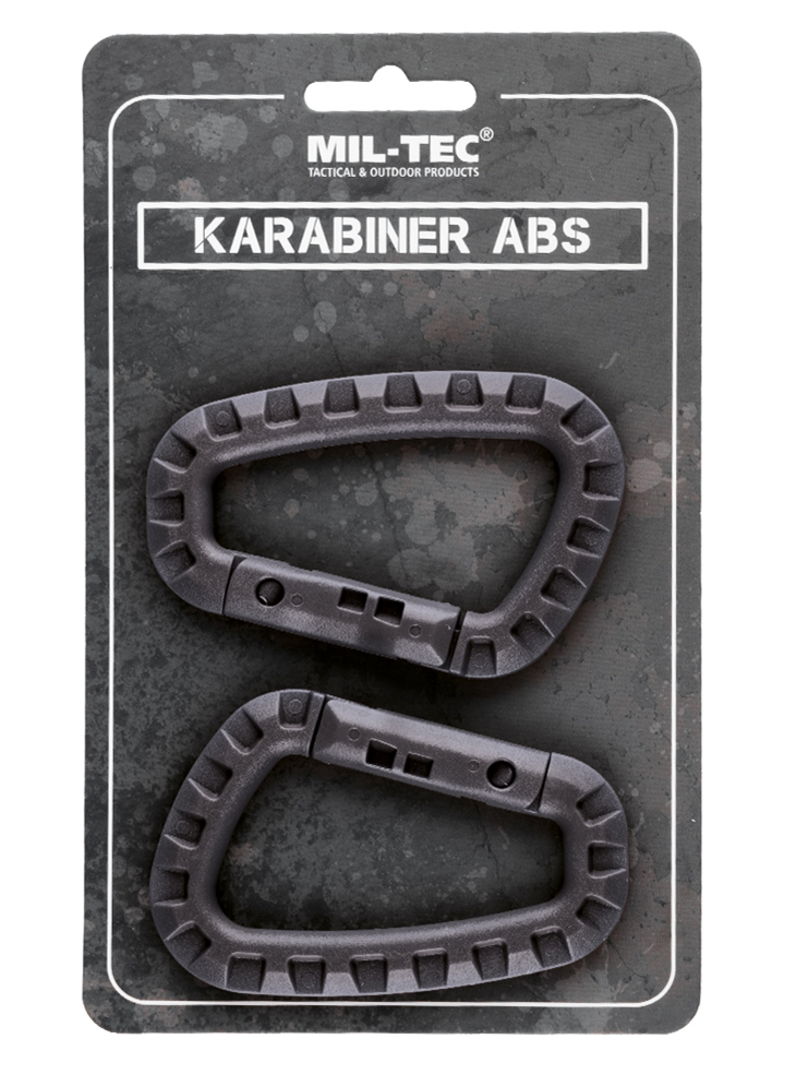 Moschettone tattico MilTec nero in ABS 2 pezzi