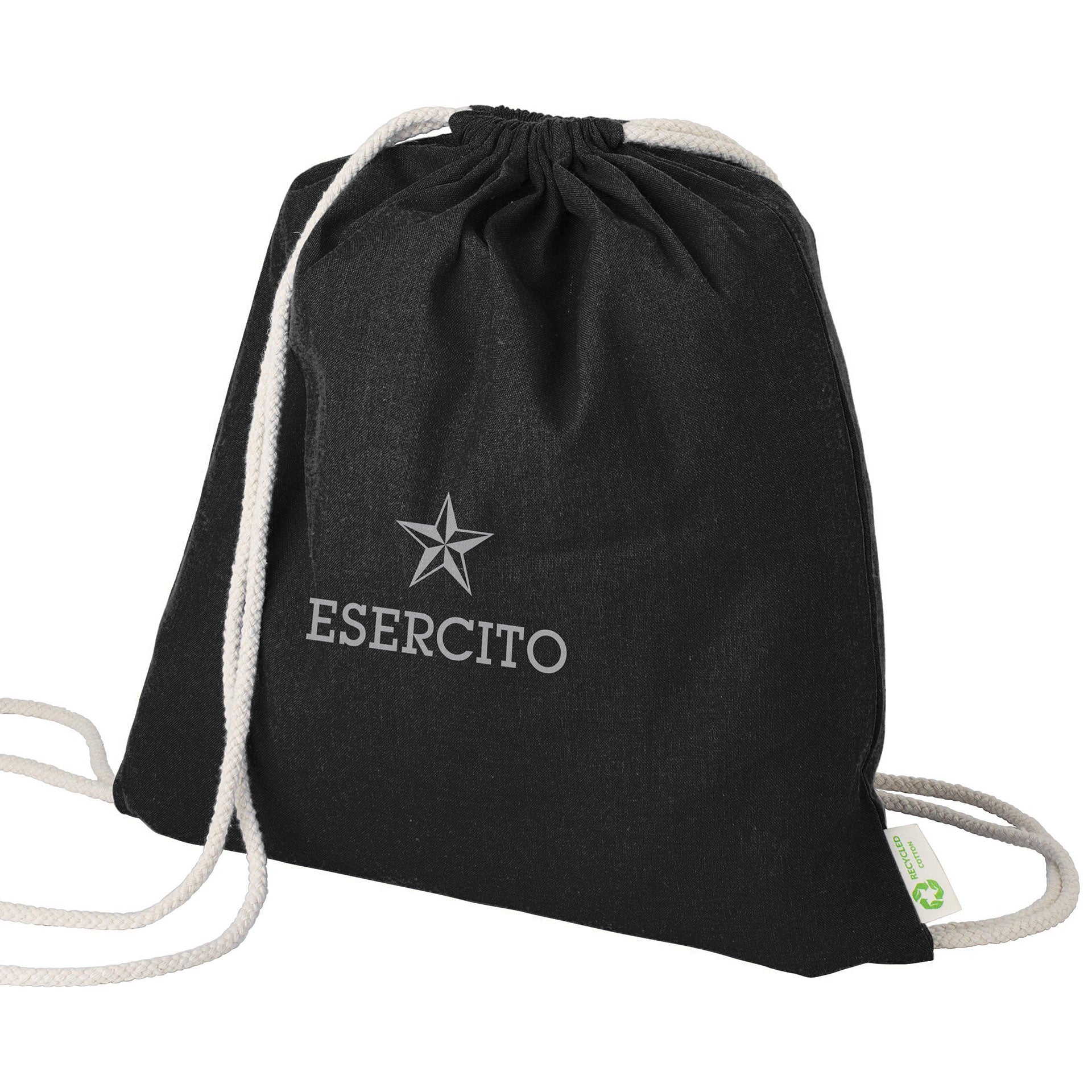 Zaino a sacca Esercito nero in cotone ufficiale - Militare Store