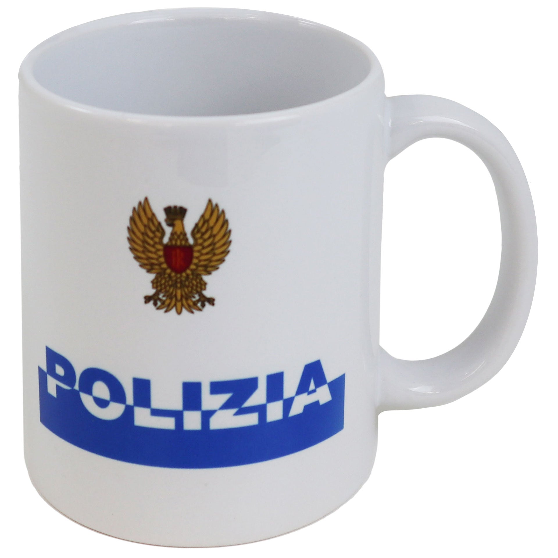 Tazza Polizia logo scritta in ceramica bianca ufficiale - Militare Store