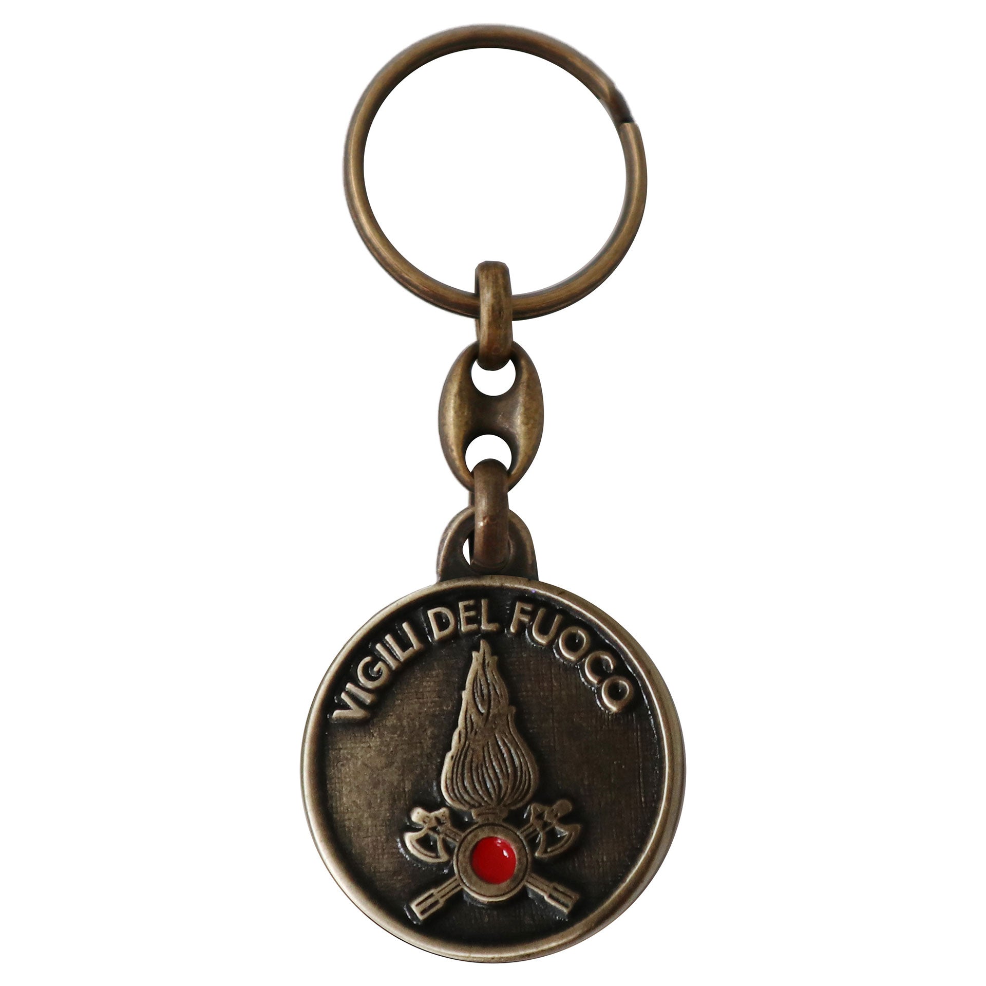 Portachiavi Pompiere Con Apribottiglie - Regalo Uomo Vigile Del Fuoco, Portafortuna In Metallo
